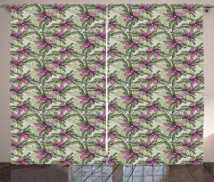 Flowers and Leaves Pattern Curtain