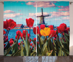 Idyllic Spring Tulips Curtain