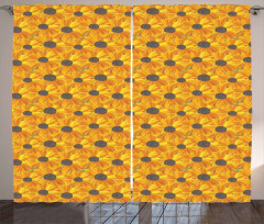 Yellow Orange Petals Curtain