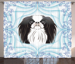 Cartoon Puppy Floral Ornate Curtain