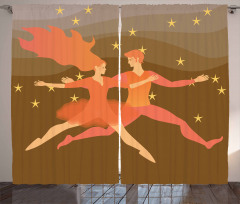 Fire Couple in the Space Curtain
