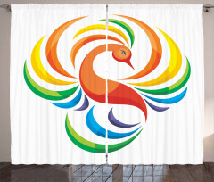 Rainbow Toned Bird Curtain