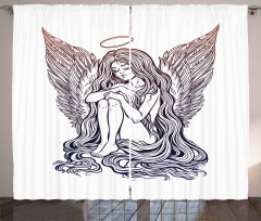 Long Hair Girl and Halo Curtain