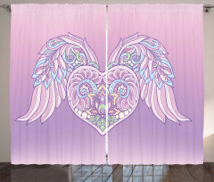 Floral Ornate Heart Curtain