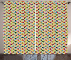 Circular Tile Arrangement Curtain