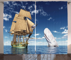 Pirate Ship and Mammal Fish Curtain