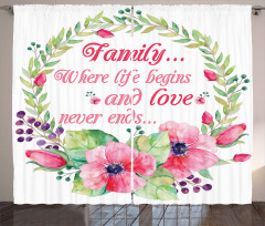 Family Love Saying Wreath Curtain