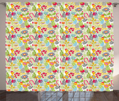 Nursery Bird and Flowers Curtain