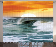 Sunset over Wavy Ocean Curtain