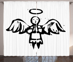 Sketch Style Christmas Angel Curtain