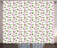 Spring Season Pink Blossoms Curtain
