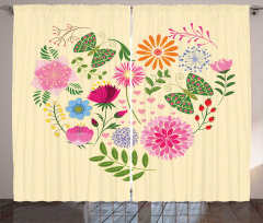 Colorful Flowers Butterflies Curtain