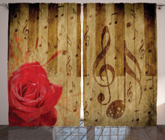Romantic Rose Musical Notes Curtain