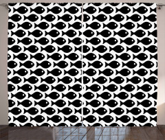 Black and White Fish Pattern Curtain