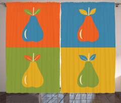 Vintage Pears in Squares Curtain