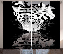 Tiger Drinking Water Curtain