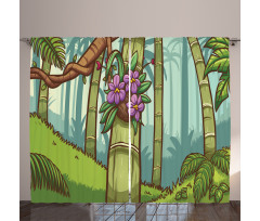 Colorful Jungle Cartoon Curtain