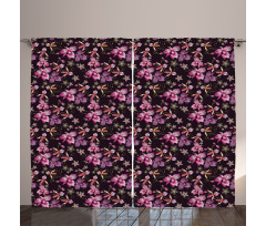 Retro Wild Flowers Motifs Curtain