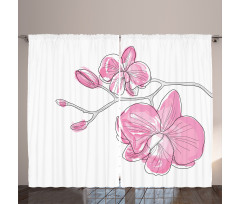 Simple Hand-drawn Flowers Curtain