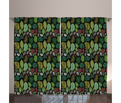 Variety of Vintage Leaves Curtain