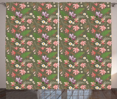Ferns and Flowers Design Curtain