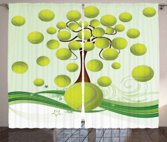 Tennis Balls Pattern Curtain