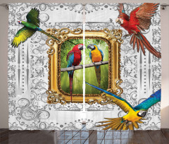 Exotic Colorful Birds Image Curtain