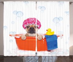 Dog Having a Bath Tub Curtain