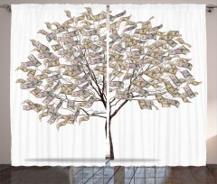 Surreal Money Leafy Tree Curtain