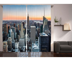 NYC Manhattan Skyline Dusk Curtain