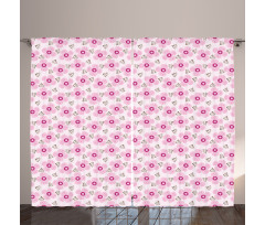 Pink Blossoms Dotted Petals Curtain