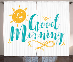 Smiling Sun and Wavy Letters Curtain