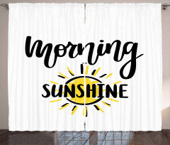 Doodle Morning Sunshine Text Curtain