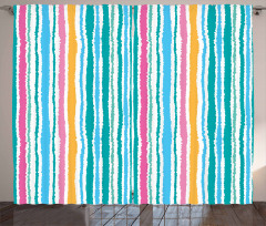 Stripes in Aquatic Colors Curtain