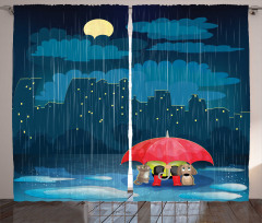 Cartoon Animal under Rain Curtain