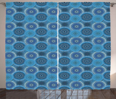 Vintage Blue Asian Curtain