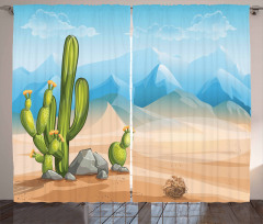 Lonely Cactus in the Desert Curtain