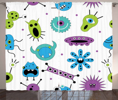 Colorful Monster Design Virus Curtain