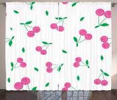 Cherries with Smiling Faces Curtain