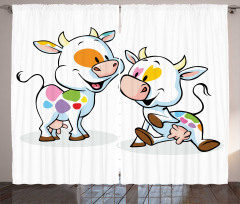 Cartoon Baby Cows Farmland Curtain