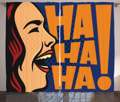 Cartoon Style Woman Laughing Curtain