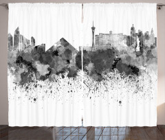 Monochrome Vegas Skyline Curtain