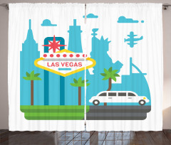 Cartoon Limo City Sign Curtain