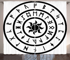Sun and Nordic Runes Curtain