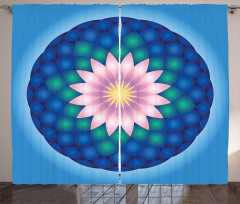 Meditasyon Perde Mandala Ortasındaki Lotus Çiçeği Desenli