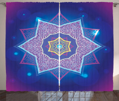 Yoga Perde Neon Renkler İçinde Dekoratif Mandala Desenli