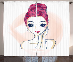 Pink Updo Bun Hairstyle Curtain