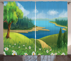 Cartoon Landscape Pattern Curtain