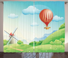 Mill Hot Air Balloon Design Curtain
