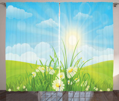 Floral Meadow Illustration Curtain